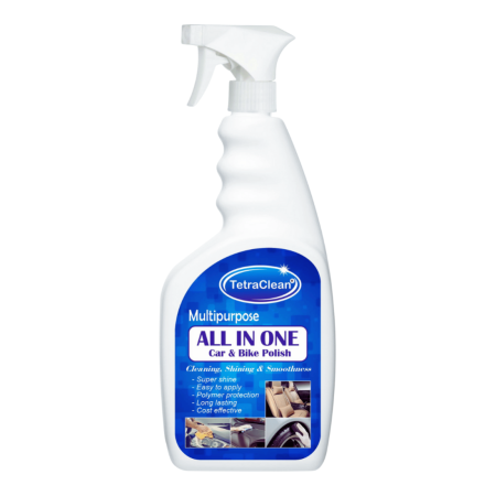 TetraClean All-in-One Car & Bike Polish | Multipurpose Dashboard, Tyre, Leather, Plastic & Metal Shiner | Long-Lasting Protection-500ml
